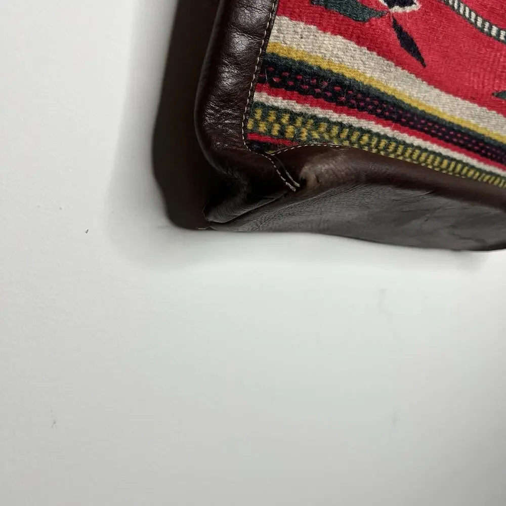 Born Wool Leather Tote Bag Southwestern Boho Aztec Pattern Shoulder‎ Purse